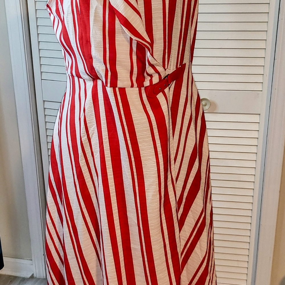 Ashley Stewart Striking Red and White Maxi Dress